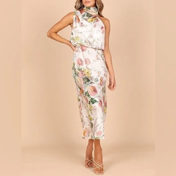 Petal & Pup | Dresses | New Petal Pup Anabelle Pink Floral Mock Neck Satin  Cocktail Dress Pink Xs Nwt | Poshmark
